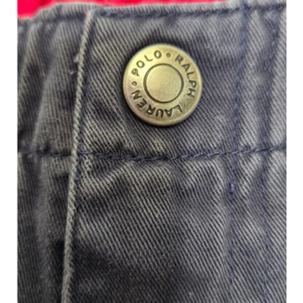 Vintage Polo Ralph Lauren Mens Chino Shorts Large Gray Blue Cotton Elastic Waist